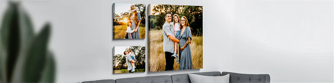 Collage canvas print of two delighted female friends