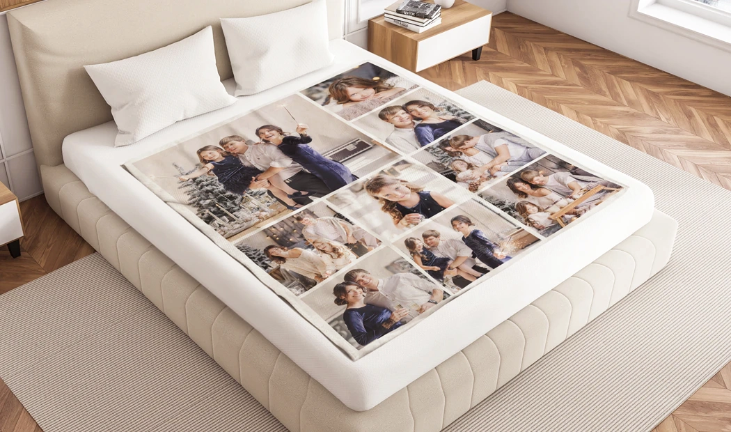 Printerpix photo blanket with photos of family