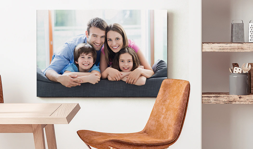 Range of sizes of Printerpix canvas wall art on wall