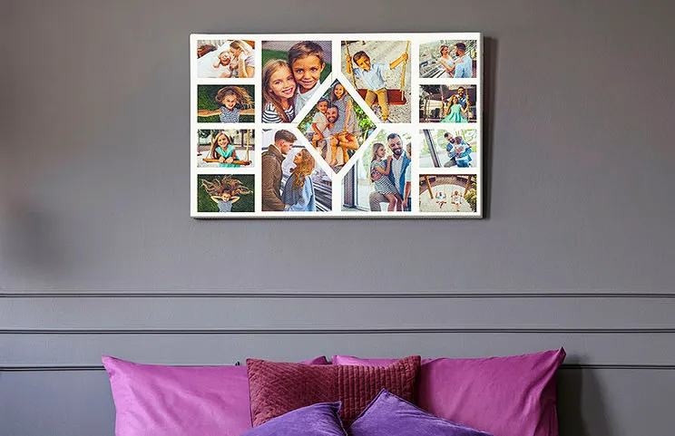 Photo collage of family pictures on canvas print