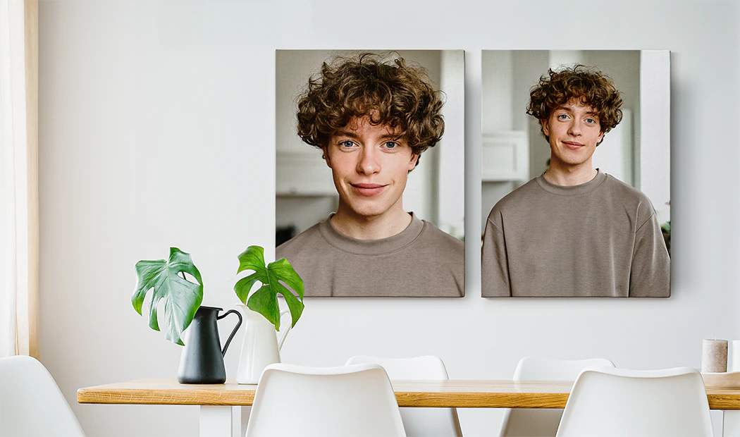 Personalised Photo Canvas Prints by Printerpix|Collage canvas print of two delighted female friends|canvas print sizes|mother affectionately kissing her little son on canvas print|gallery wall of canvas prints|Canvas print of a couple enjoying their holiday|||||