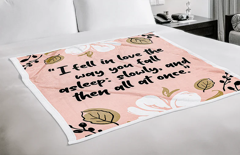 Mink Touch Photo Blanket by Printerpix|Photo Blankets|Large photo blanket on double bed with picture of girl photo|Photo blanket image with size comparison|Photo blanket black and white collage image||||||