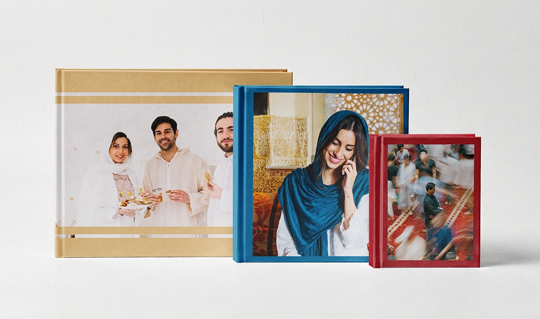 Personalised photo album book with romantic pictures of a couple and photo cover