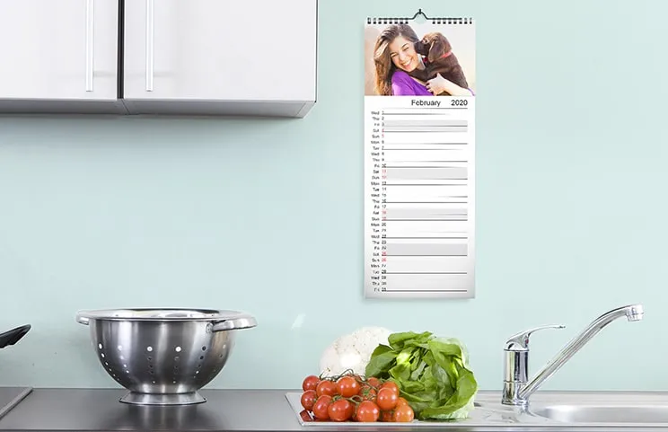 Close up of writing on personalised calendar by Printerpix