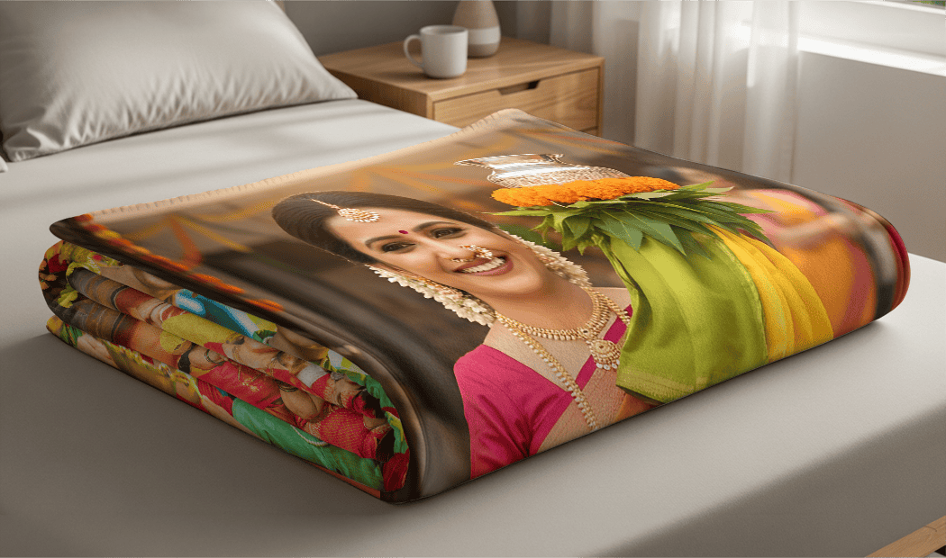 Personalised fleece, cosy fleece, sherpa & woven layers.  Luxury blanket with unique fringed edges.