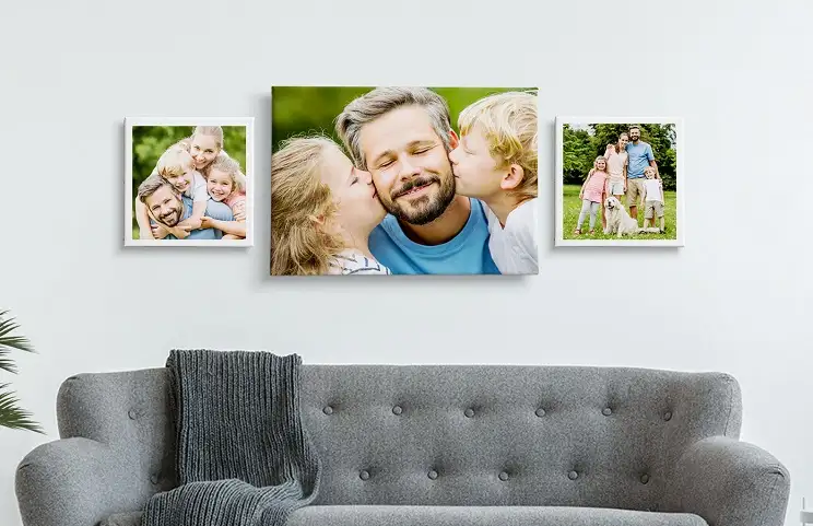 48x36 canvas of father holding baby