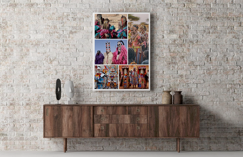Large canvas print with custom picture collage of family photos