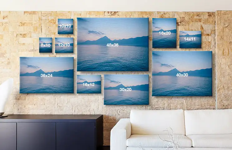 Canvas print sizes
