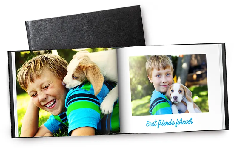 Old couple print large custom photos in leather photo album book